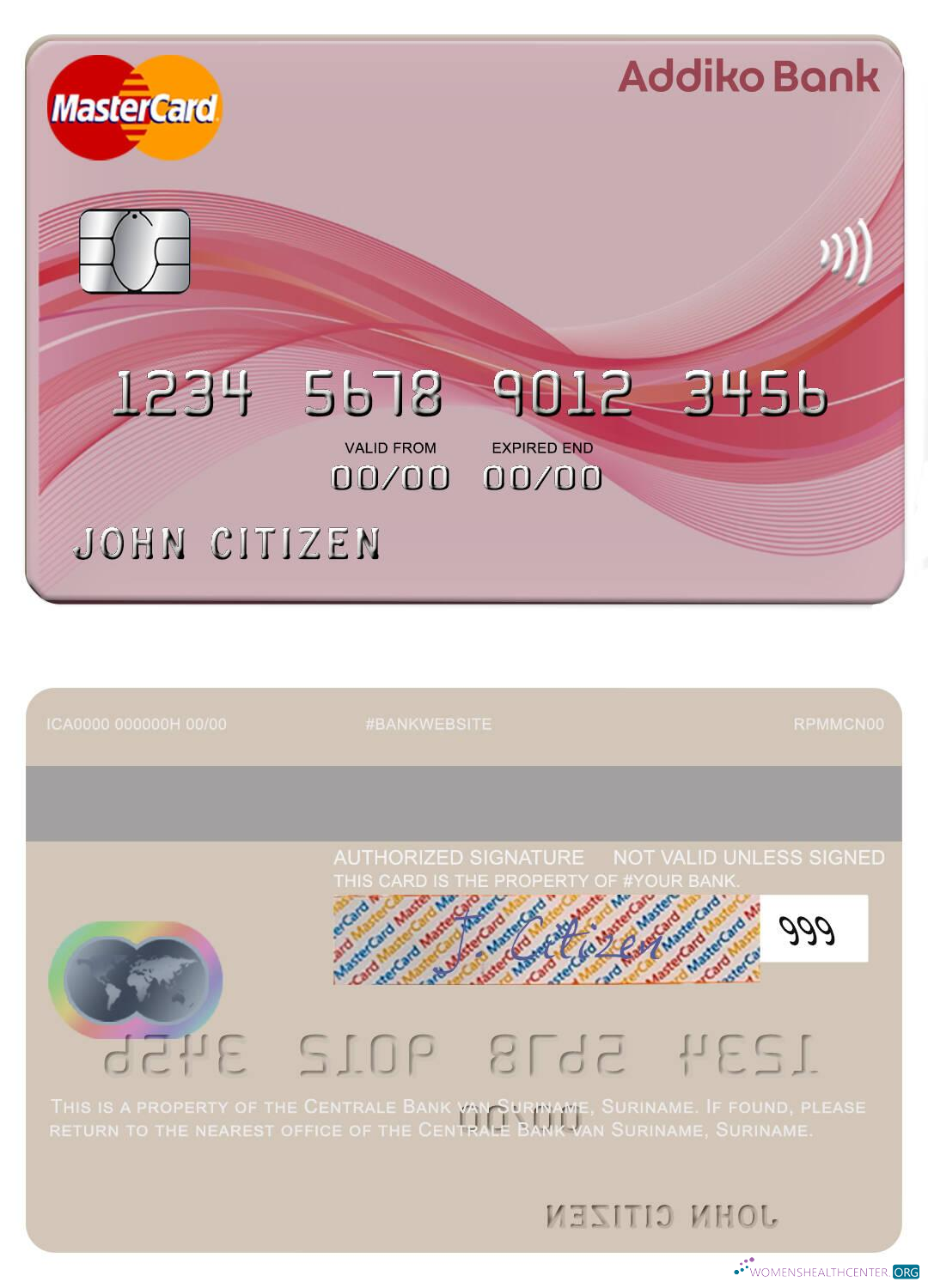Download Suriname Centrale Bank van Suriname mastercard Photoshop template